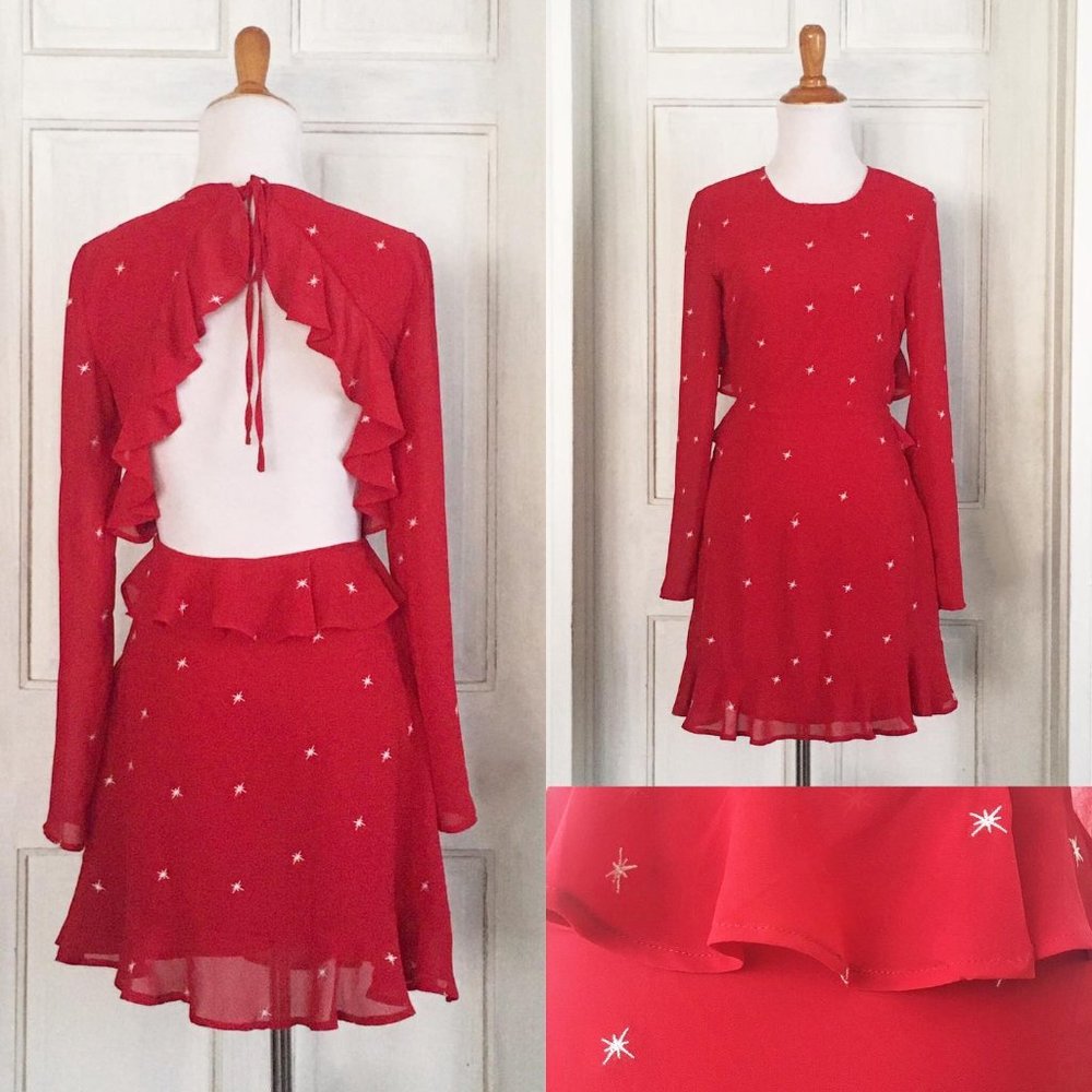 Lulus Red and White Star Open Back Dress